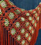 Crochet triangular shawl in sparkly gold, lime and burnt orange - design LF433 - Image 8