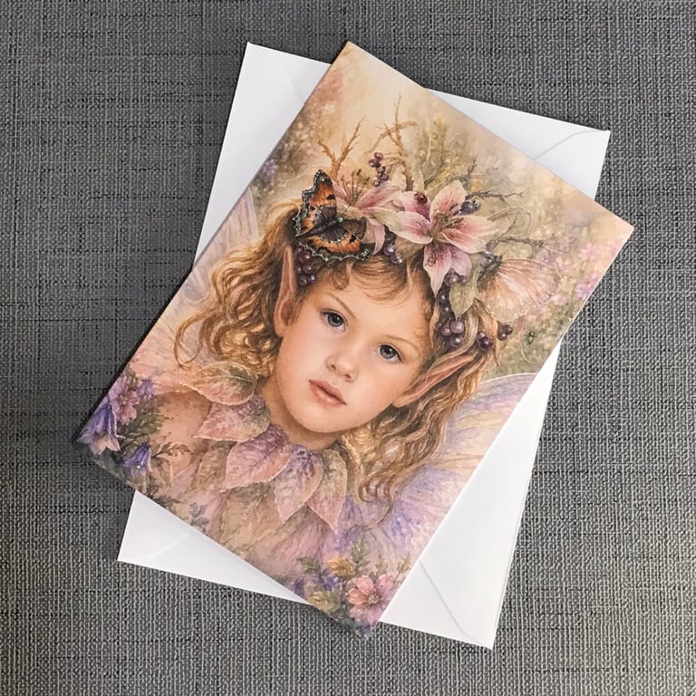 Greeting Card Birthday Card A5 Fairy Art – Sparkle & Personalised Insert