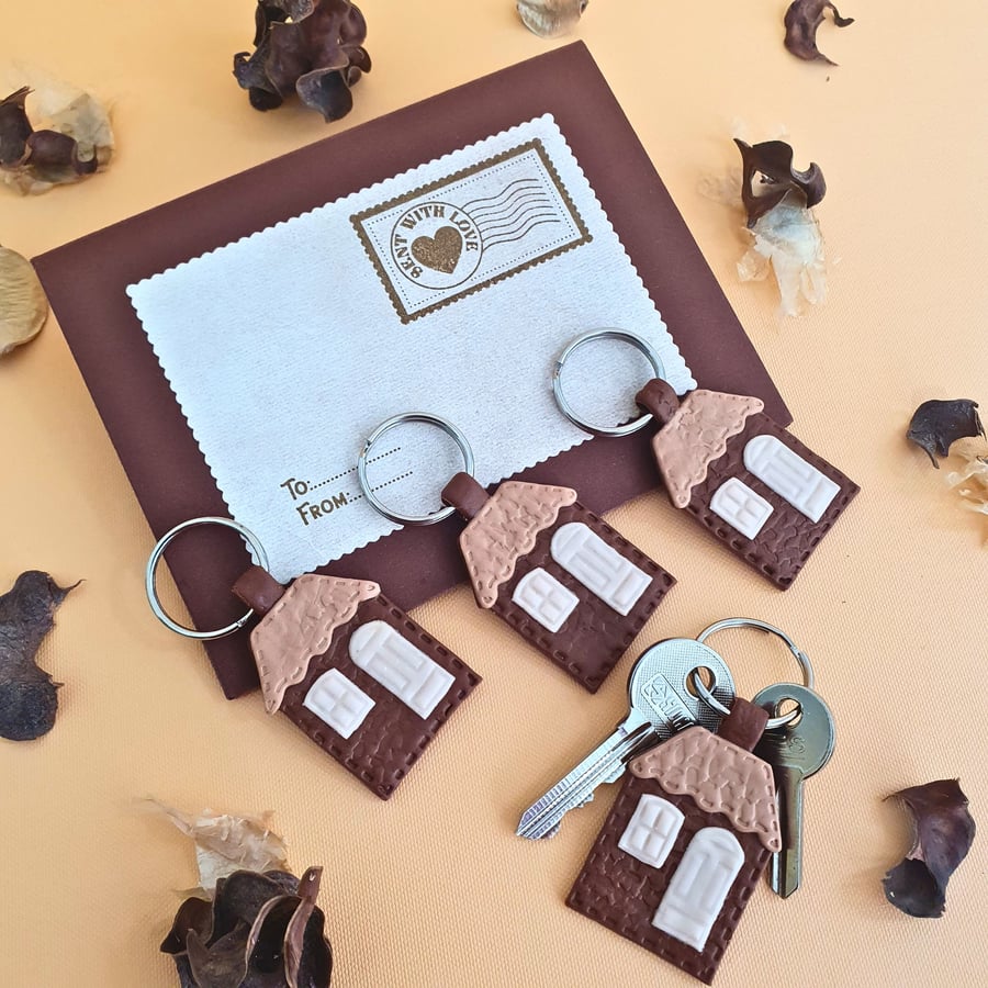 House Keyring, New Home Keychain, Gift Envelope, New Home Small Gift,