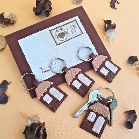 House Keyring, New Home Keychain, Gift Envelope, New Home Small Gift,