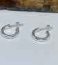 Handmade Sterling Silver Huggy Earrings Hoop Studs Small Silver Hoops - Image 6