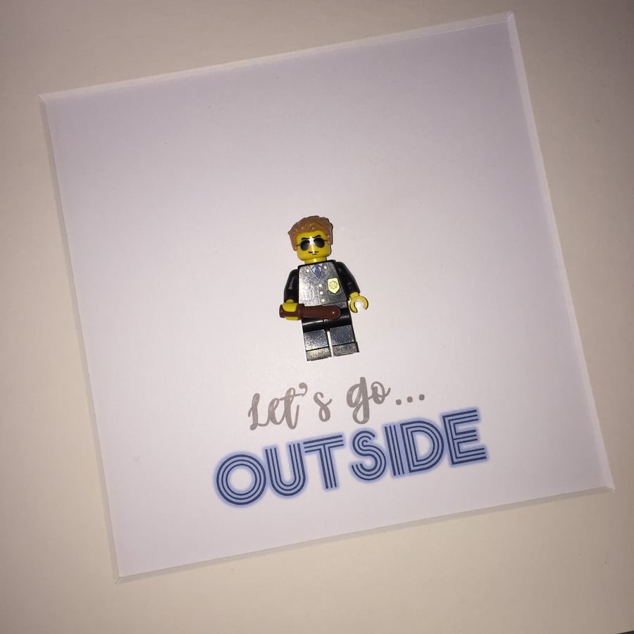 GEORGE MICHAEL - Outside - Framed custom Lego policeman minifigure 