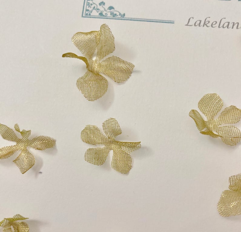 Metallic Silk Organza Gold or Silver Apple Blossom Flowers