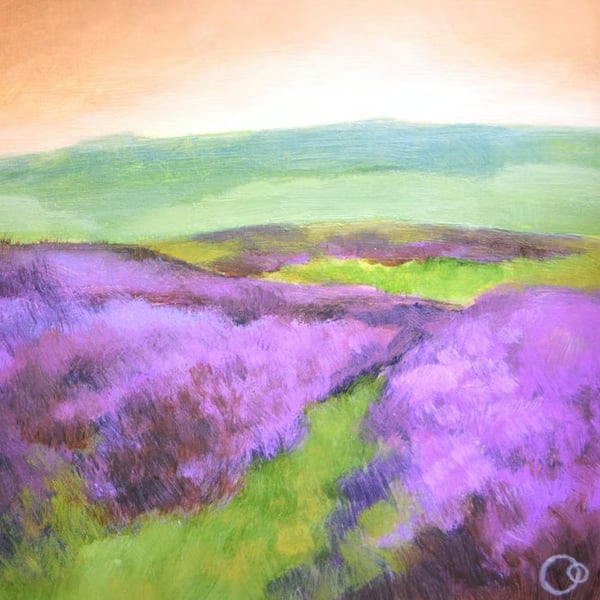 "Twilight Heather" Original Small Acrylic Landscape Painting