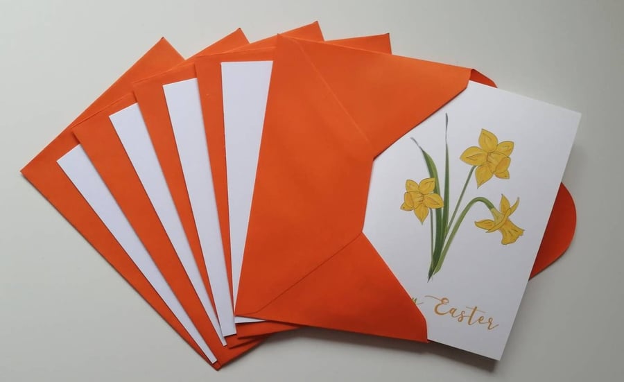 Happy Easter Card, Daffodils Easter Card, Daffodil card, Set of Easter cards
