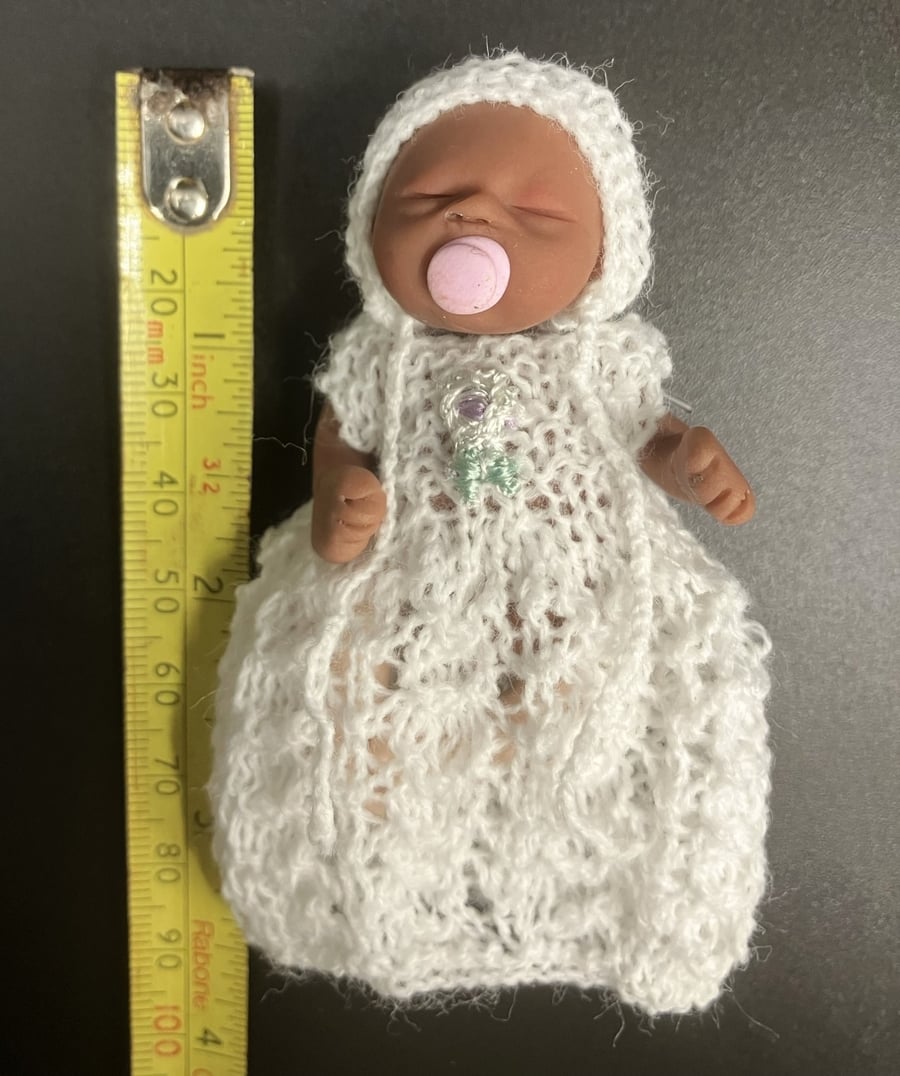 Miniature Hand Knitted Outfit for Baby Doll, Doll Not Included