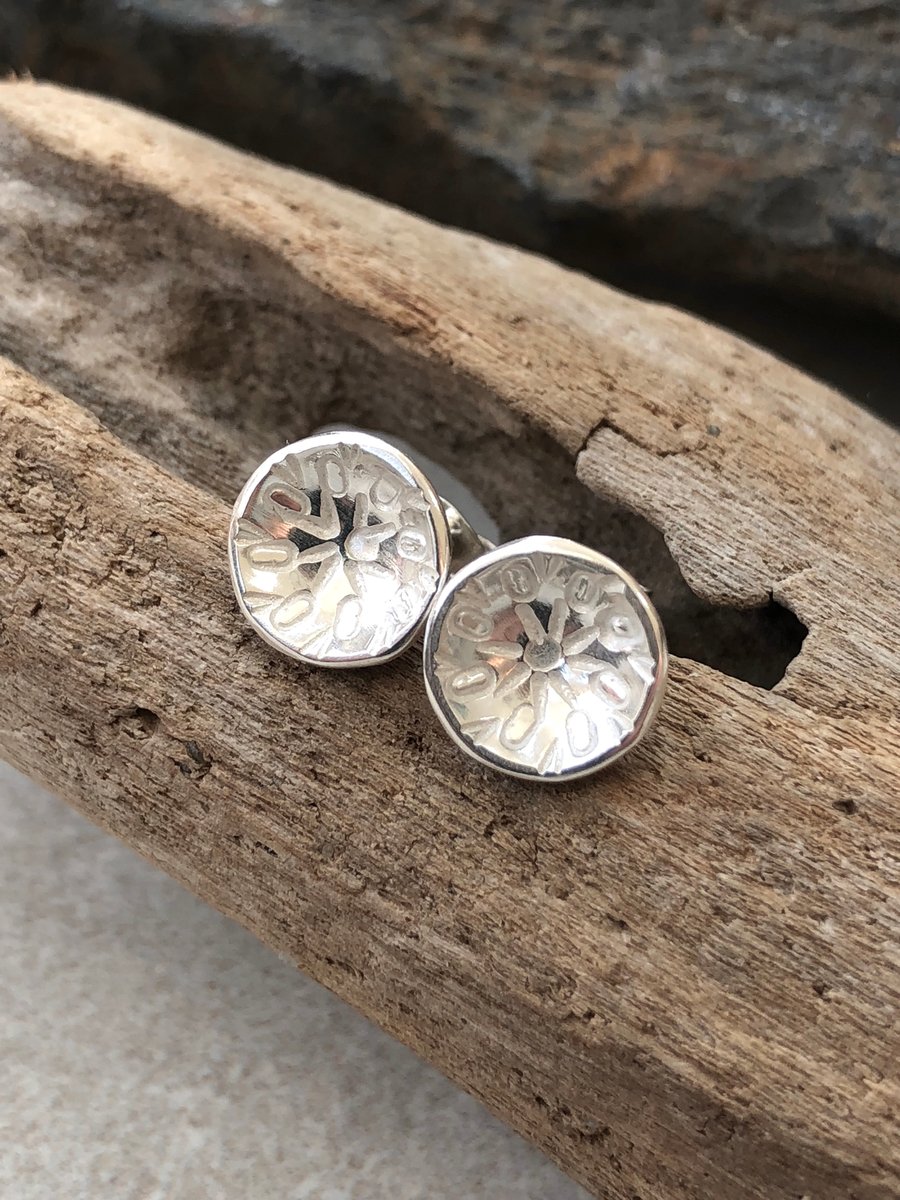 Silver studs, binary stud earrings
