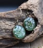 Real Pressed Flower Resin Earrings, Hypoalergenic Titanium Ear Hooks, Green
