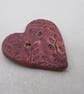 Medium Damson Purple Leaf Sprig Texture Heart Shaped Ceramic Button - Image 4