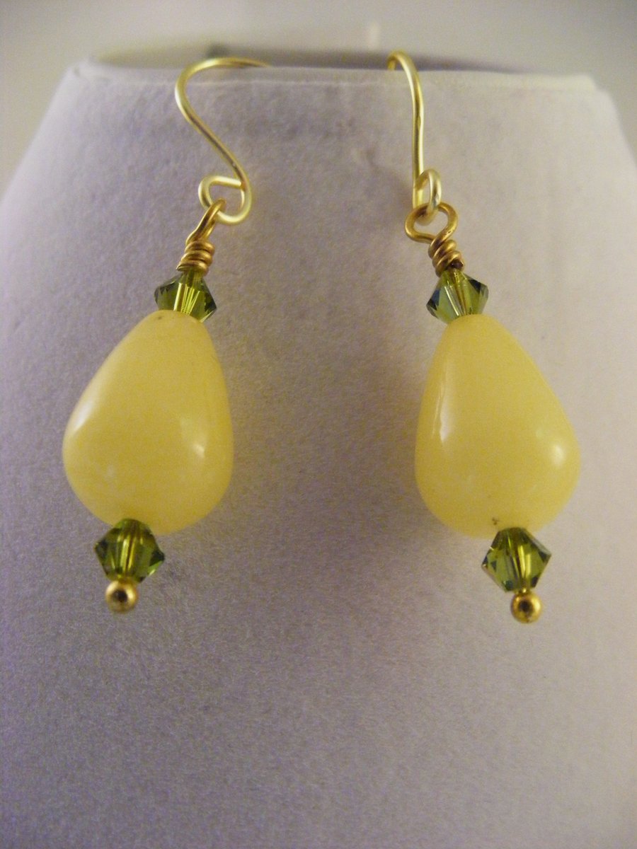 Yellow Quartzite Drop Earrings