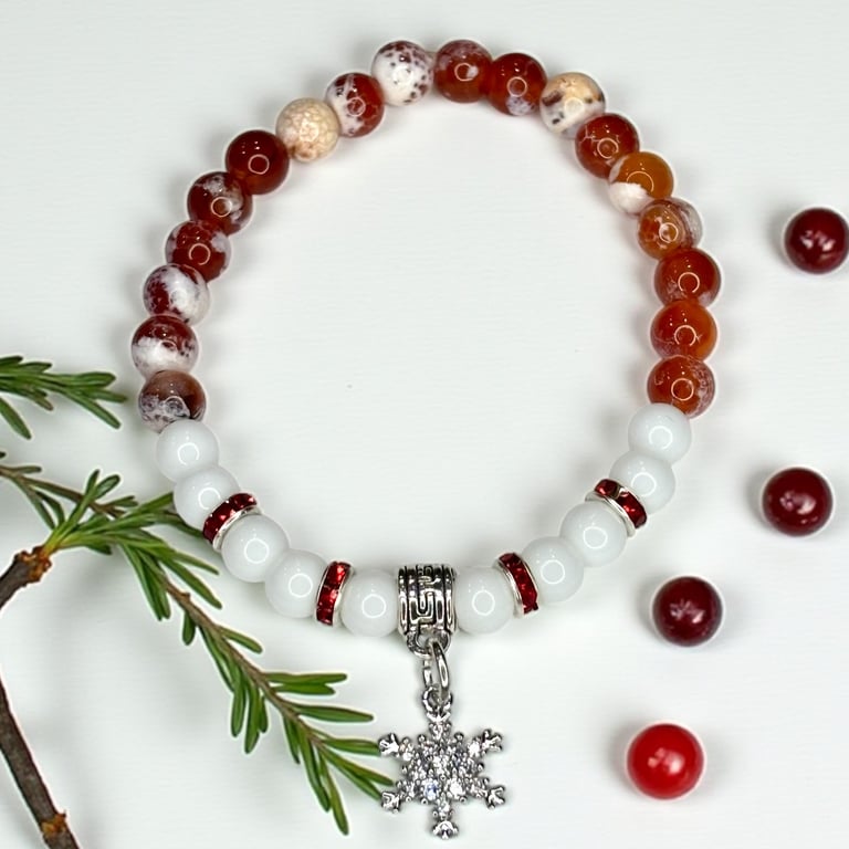 Snowflake Charm Bracelet, Stocking filler, Secret Santa gift,