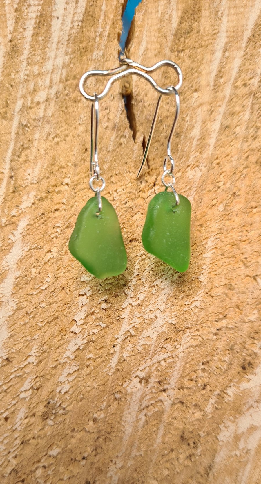 Jade Green Seaglass Earrings 