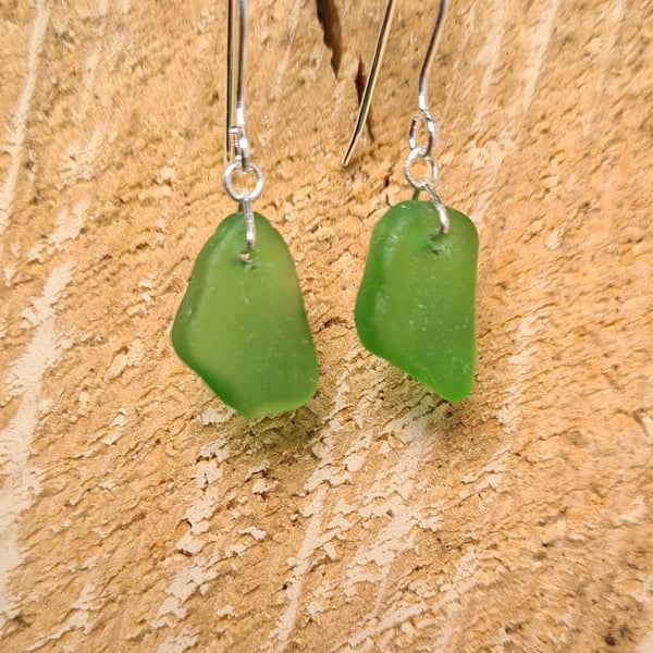 Jade Green Seaglass Earrings 