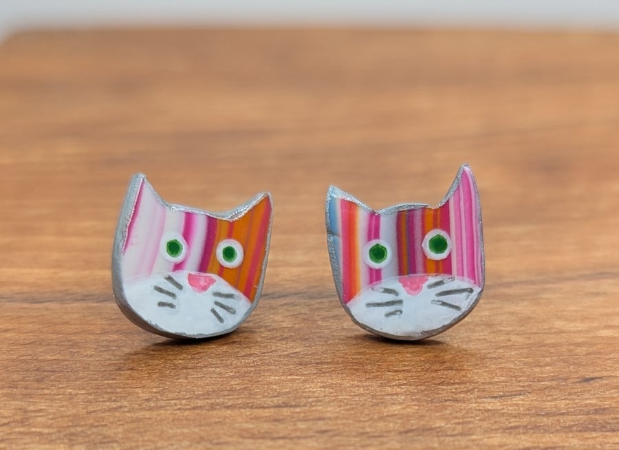 polymer clay cat studs