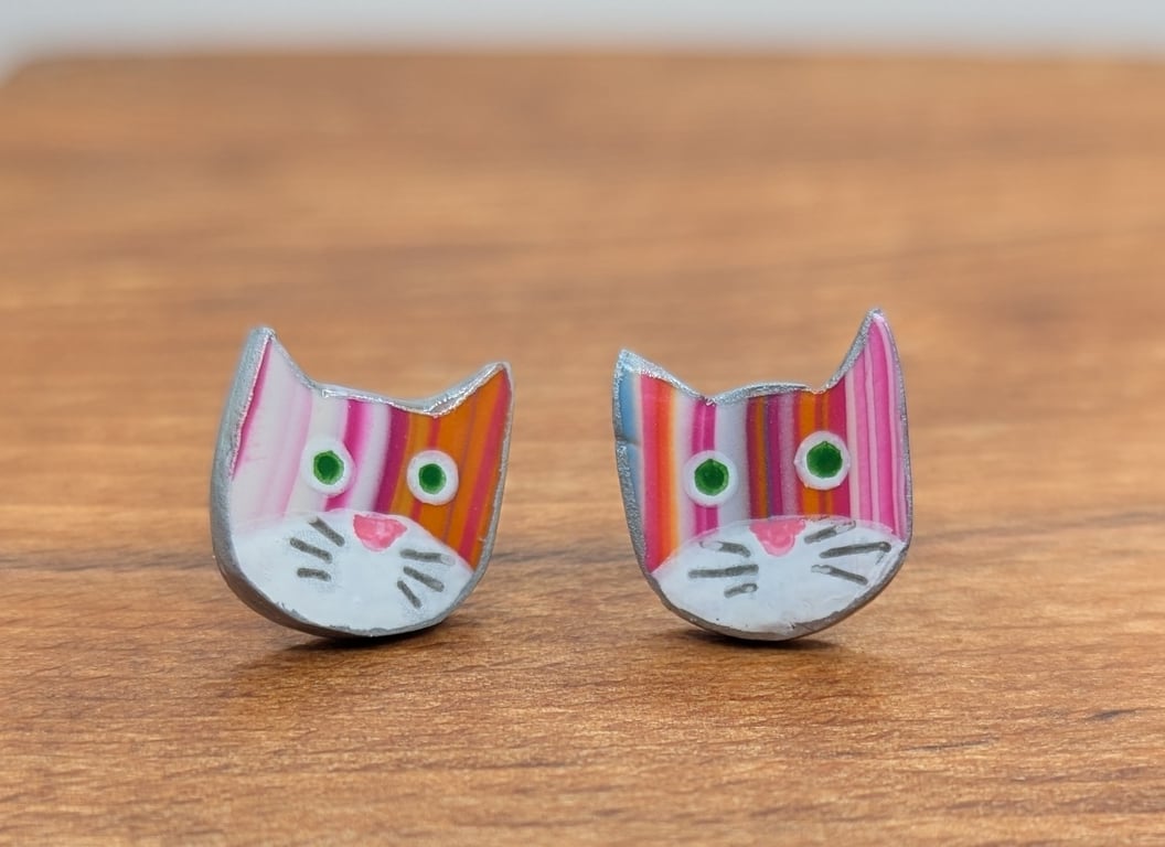 polymer clay cat studs