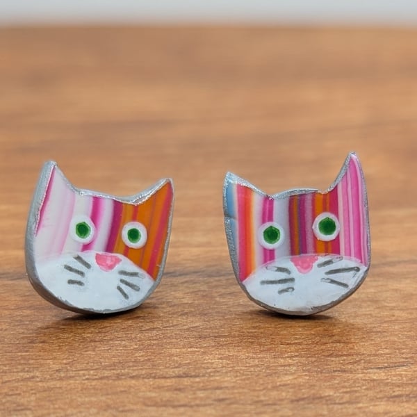 polymer clay cat studs