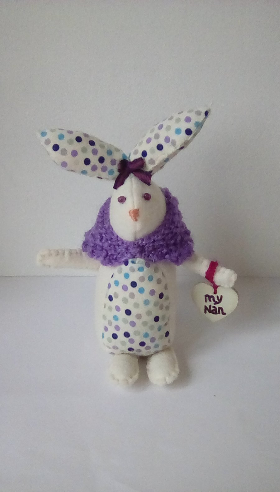 Felt Rabbit, Handmade Rabbit, Nan Gift, Fabric Rabbit, Grandma Gift, White Rabbi