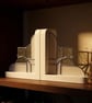 White Snowy Stained Glass Bookends Art Deco Style - Image 5