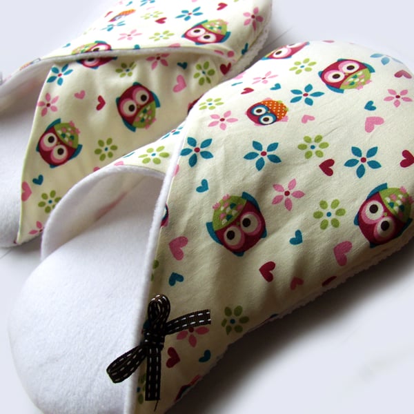 Womens Slippers - Hoot owls