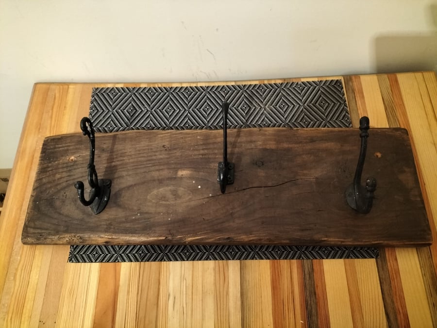 Beautiful Rustic Board with Vintage Coat Hooks