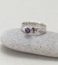 5mm Hammered Sterling Silver Amethyst Ring - Image 4