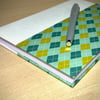 A5 Quarter-bound Hardback Lined Notebook with green check cover