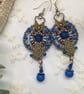 Pretty Dangle Blue beaded earrings, birthday gift for her, blue and copper  - Image 2