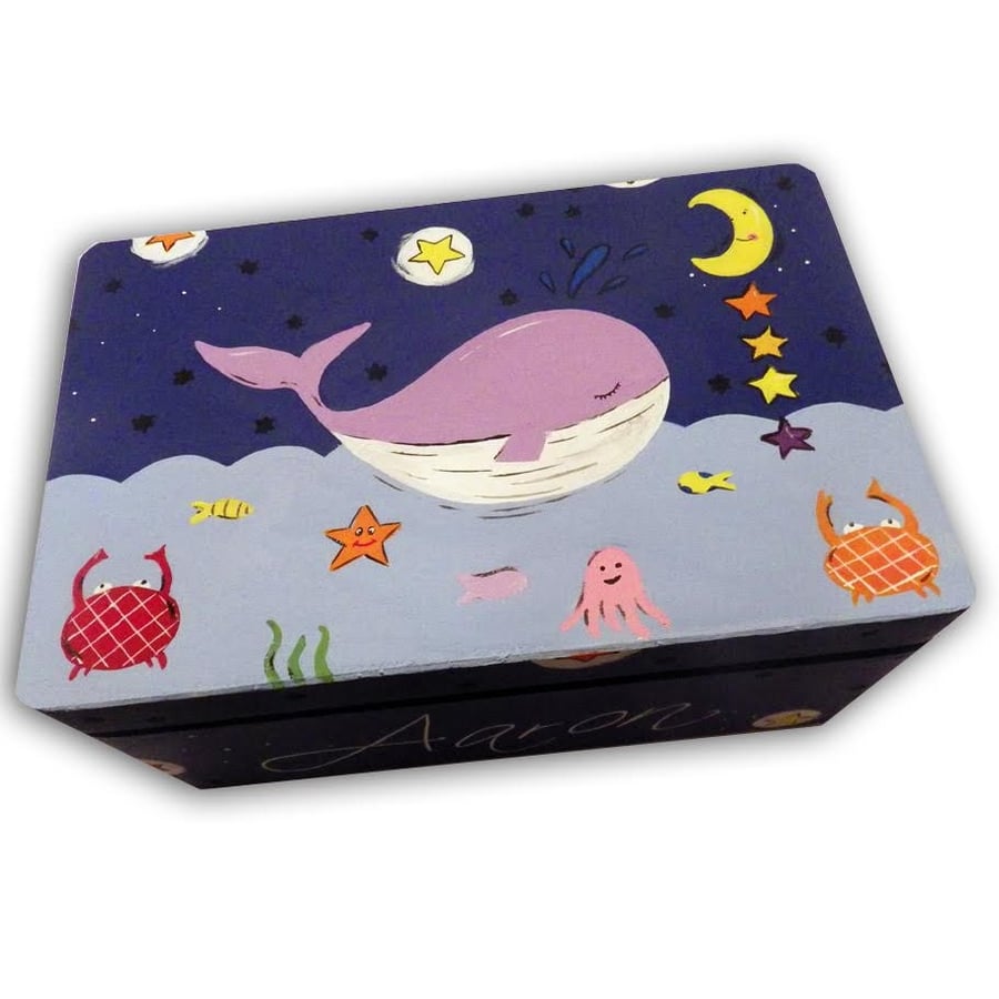 Personalised Whale Keepsake Box, Memory Box, Gifts for Babies, Gifts for Boys