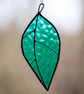 Teal leaf stained glass suncatcher - Image 2