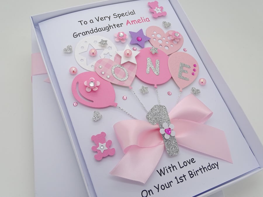 LUXURY Handmade PERSONALISED Birthday Card 1st 2nd 3rd 4th 5th 6th Daughter T487