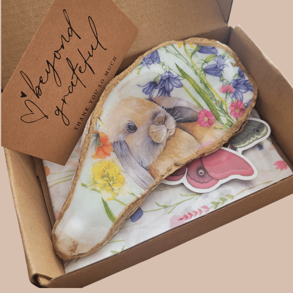 Upcycled Decoupage Rabbit Trinket Dish 