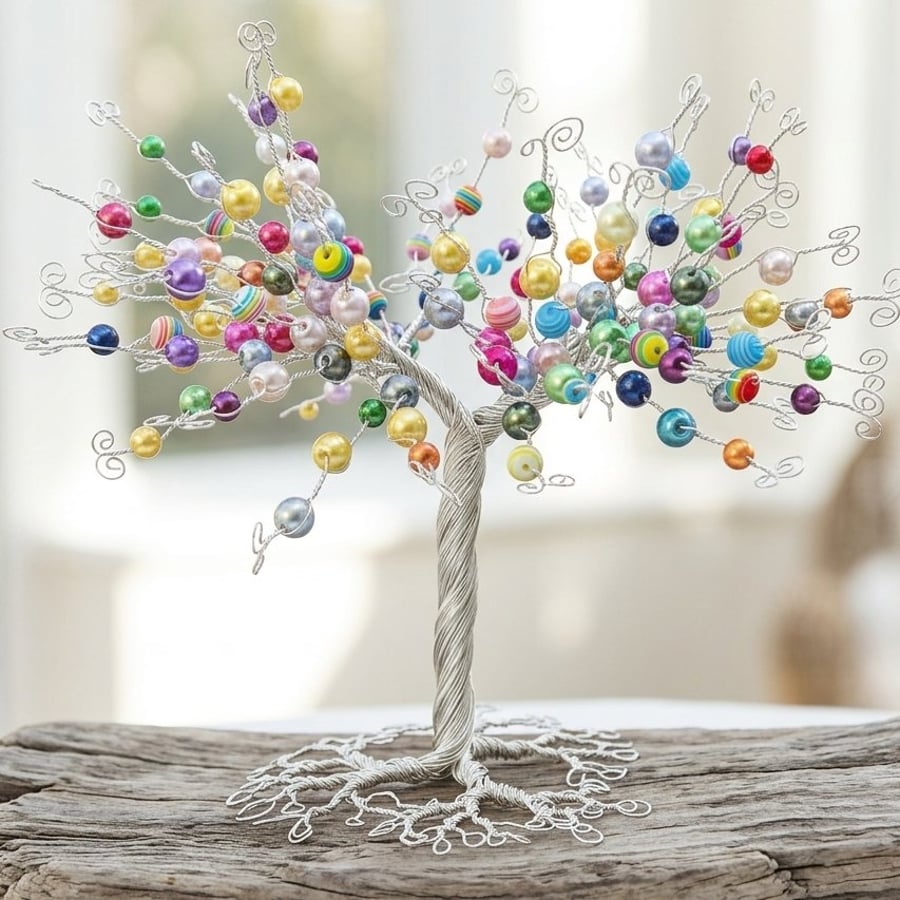 A Wire Rainbow Tree Sculpture