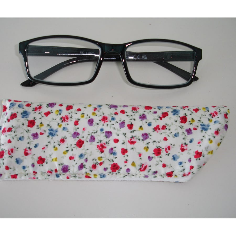 Glasses Sleeve Stars Spectacles Case No Fastening Floral Red Purple