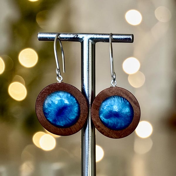 Sterling Silver Vibrant Blue 15mm Resin Earrings