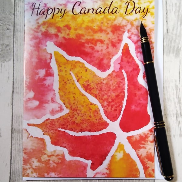 Canada Day card. Maple leaf card. Canadian celebration card.