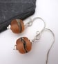 peach frosted lampwork glass earrings - Image 2