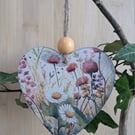 Wooden Hanging Heart with Paper Decoupage