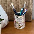 Vintage Wine Bottle Labels mixed French Art, Styled Tin Can Pencil Storage Pot