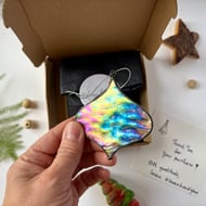 Iridescent stained glass Christmas bauble, Christmas decor, Secret Santa