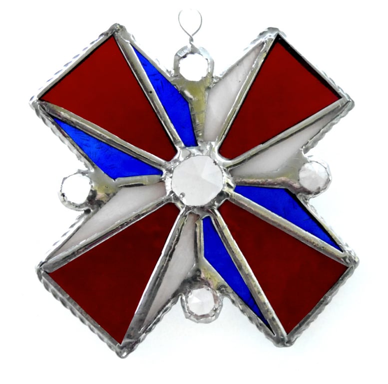 Patriotic Medal Stained Glass Suncatcher Cross King Charles