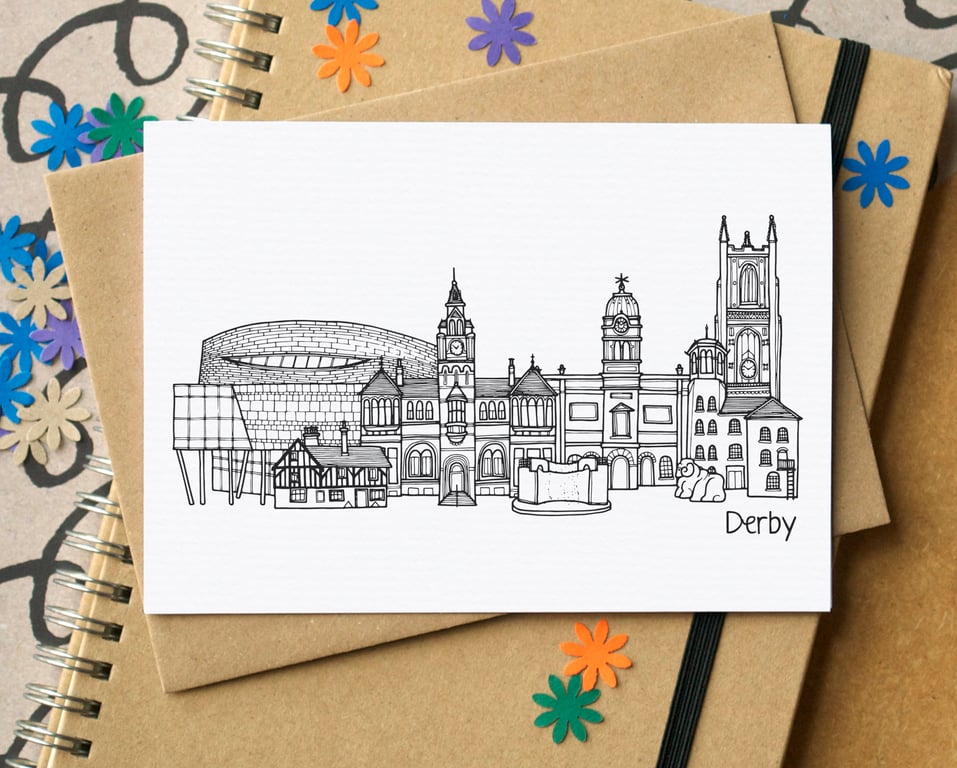 Derby Skyline Greetings Card