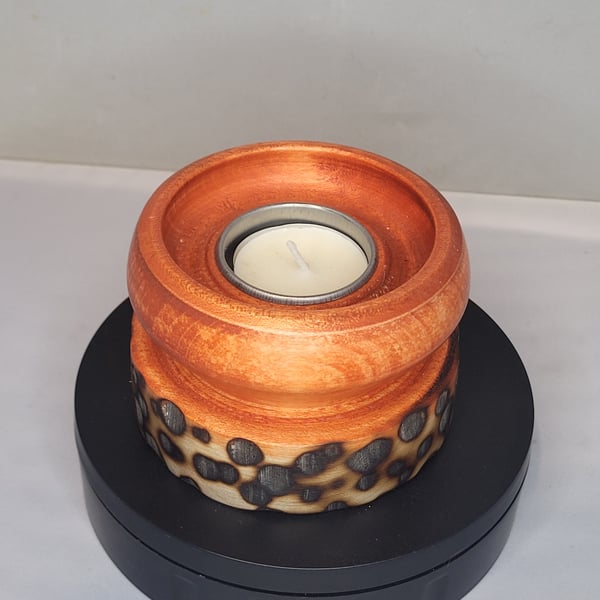 Hand turned ash tealight holder