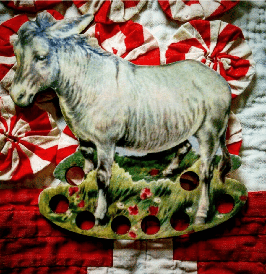 Donkey floss holder , thread holder, wooden.