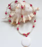 Designer Mother of Pearl,  Shell Pearl & Seed Bead  Necklace Gold Plated - Image 4