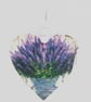 Lavender decoupaged wooden heart wall decoration