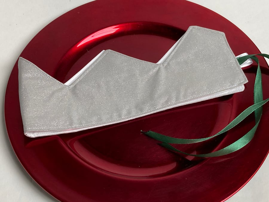 Pick and Mix Christmas Crowns. Reusable, fabric party hat. Sparkly silver