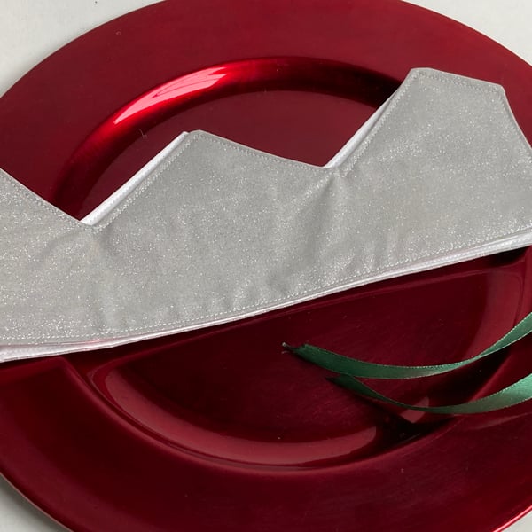 Pick and Mix Christmas Crowns. Reusable, fabric party hat. Sparkly silver