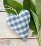 MINI HEART DECORATION - azure blue gingham checks, with lavender