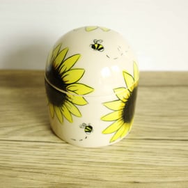 Lidded Storage Jar - Sunflower and Bees