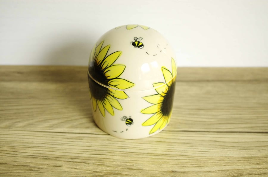 Lidded Storage Jar - Sunflower and Bees